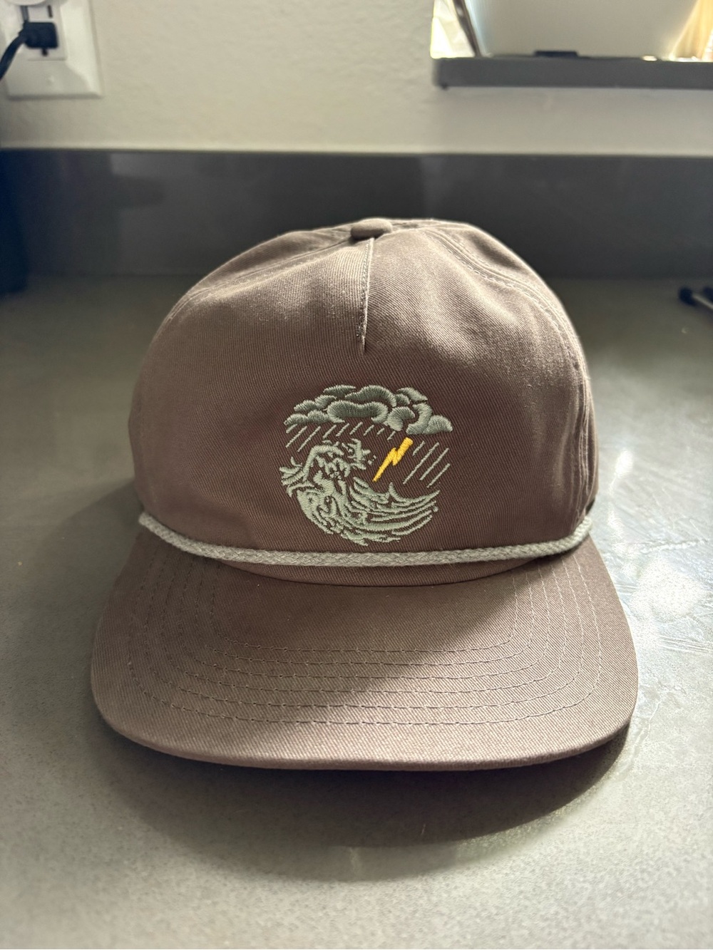 Howler Brothers Brown Rope-Trim Cap with Wave & Lightning Embroidery